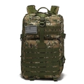 Tactical camouflage backpack detail with Molle system and American flag velcro patch - Woodland Digital Camouflage (With American Flag Patch)