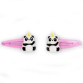 Paar rosa Haarspangen für Mädchen mit niedlichen Panda- und Einhornhorn-Designs - Panda Einhorn Stil