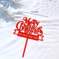 Red acrylic Merry Christmas cake topper featuring 10.5cm festive lettering decoration - Standard Spec / Red Letter Merry Christmas