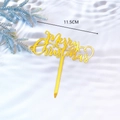 Golden acrylic Merry Christmas cake topper with 11.5cm width measurement display - Standard Spec / Style A Gold Letter Merry Christmas