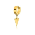 Minimalistischer goldener geometrischer Ohrring mit poliertem Dreieck-Anhänger - Creolen-Verschluss-Stil / Gold