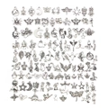Detailed grid layout of various silver alloy charms including animal and celestial shapes - No. 3 Mix (M289) / 100pcs Pack / Antique Silver