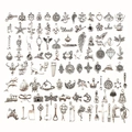 Assorted silver alloy charms in diverse designs like animals and symbols for DIY jewelry - Set 4 (100pcs/pack) / Silver