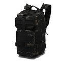 Detail of military tactical 3P backpack showing Molle webbing and camo pattern - Black CP Camouflage