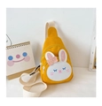 Close-up of yellow canvas bunny chest bag for kids with white zipper and adjustable strap - Yellow