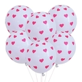 White latex balloons with pink heart prints for wedding and Valentine decor - Polka Dot Heart (White With Red Heart)