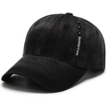 Casquette de baseball en velours noir avec lettrage DUOSETIAN et rivets latéraux - Réglable / Noir