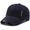 Casquette de baseball en velours côtelé bleu marine avec rivets et texte blanc - Réglable / Bleu Marine