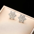 Elegant silver snowflake stud earrings with sparkling crystals in a premium gift box - Stud Earrings / Silver