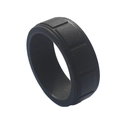 Men's black silicone sports ring with industrial groove pattern on a white background - US 13 / Black