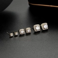 Close-up of three pairs of golden square zircon stud earrings set in different sizes - Gold (3 Pairs Set)