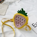 Sparkly yellow strawberry-shaped girls sequin crossbody bag with green leaf detail - Yellow