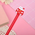 Penna gel gatto portafortuna rosso con scritta Lucky bianca e tappo in silicone - Rosso