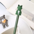Creative 3D cartoon green frog silicone head gel pen with matching dark green barrel - Frog