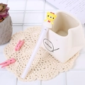 Cute white unicorn gel pen with glowing yellow bear character on top for school - Light-up Skirt Bear White