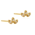 Elegante C-förmige 18K Gold S925 Silberohrringe mit dreiteiligem Zirkon-Blattcluster - Drei-Stein Blatt Krone Stil