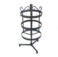 Black 3-tier rotating metal earring display stand with circular racks for jewelry - 3-Layer / Black