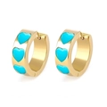 18k gold plated heart hoop earrings with sky blue enamel hearts for women fashion - Triple Heart Hoop Gold