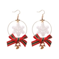 Christmas snowflake earrings with striped bow and golden bell detail on white background - Snowflake Hoop Earrings