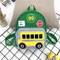 Mochila infantil de lona verde con diseño de autobús amarillo y señales de tráfico - Verde