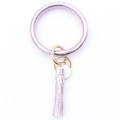 Detail of purple metallic ring keychain with matching tassel and gold hardware accessory - Purple Gold
