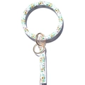Bracciale portachiavi in pelle con motivo a girasole, nappa e finiture in oro lucido - Foglia