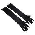 Elegant long black satin bridal gloves for wedding and evening formal dresses - One Size / Black