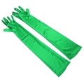 Elegant opera length bright green satin gloves for bridal and party accessories - One Size / Green