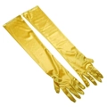 Elegante goldene Satinhandschuhe über den Ellbogen für Braut- und Abendveranstaltungen - Einheitsgröße / Hellgelb
