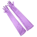 Elegant long lavender purple satin gloves for bridal dresses and formal evening parties - One Size / Light Purple