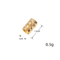 Golden hollow dreadlock cuff for hair extensions, 1.5cm length with size and weight labels - Gold