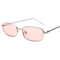 Occhiali da sole quadrati retrò con montatura in metallo argento e lenti rosa - Montatura Argento Lenti Rosa Chiaro