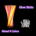 Luminous neon glow stick bracelets in 8 assorted colors with 100 connectors included - 8-Color Mixed
