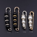 Lot de quatre épingles de sûreté dorées et argentées avec perles en deux tailles - Set 8