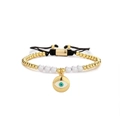 Bracciale regolabile con malocchio, perline dorate e perle bianche eleganti - Set Malocchio