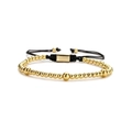 Bracciale regolabile in rame con perline, croce, malocchio e zirconi placcati oro - Stile con Perle in Rame