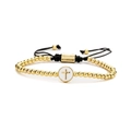 Bracciale regolabile in corda nera con croce dorata e dettagli in zirconi - Stile Croce