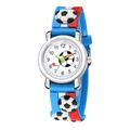 Kids quartz watch featuring 3D soccer theme embossed silicone strap and round dial - Sky Blue