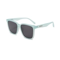 Chic oversized square sunglasses with light blue translucent frames and dark lenses - Blue Frame Grey Lens