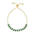 Bracelet ajustable plaqué or 18 carats avec cristaux baguette verts et blancs - Vert/Blanc