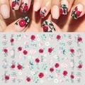 Adesivi per nail art con rose rosse vintage e motivo floreale rosa modello F672 - F672-Rosa Rossa Floreale