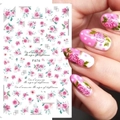 Adesivi per unghie F676 retrò con rose rosa e pois, decorazioni autoadesive per nail art - F676-Rosa Pois