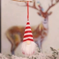 Gnomo navideño con gorro de punto a rayas rojas y blancas y barba larga blanca colgante - Estilo C / Gorro de punto a rayas rojas y blancas