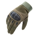 Army green tactical gloves with black protective hard knuckles for outdoor sports - Upgraded Army Green