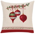 Weihnachts-Kissenbezug mit Feiertagsglocken und Stechpalmen-Dekor auf beiger Leinenoptik - 45*45cm (Ohne Füllung) / Stil-1 (Weihnachtskugeln)
