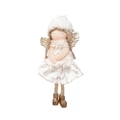 Angelo di Natale in peluche bianco e oro con gonna in pizzo e ali dorate - Bianco