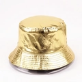 Dettaglio del cappello alla pescatora oro metallizzato con tessuto lucido e tesa cucita - Taglia unica / Oro (Retro Nero)