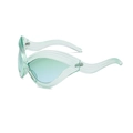Futuristic cat eye sunglasses in translucent mint green with blue gradient lenses - Transparent Green Frame Gradient Green Lens