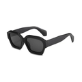 Modische schwarze sechseckige Sonnenbrille mit dickem Rahmen und dunklen Gläsern - Sand schwarzer Rahmen graue Gläser