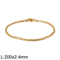 Golden titanium steel cable chain bracelet with lobster clasp, size 200mm x 2.4mm - Gold (KB126610-Z)